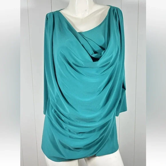 NWT Keren Hart Women’s Size L Green 3/4 Sleeve Casual Top Shirt Cocktail - Picture 1 of 6